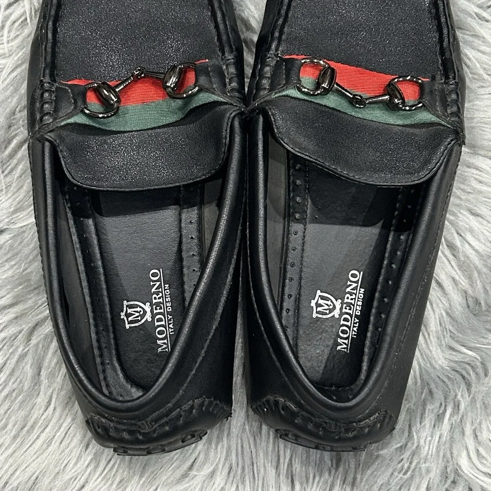 Moderno Italy Design Men's Horsebit & Black Loafers‎ Size 9